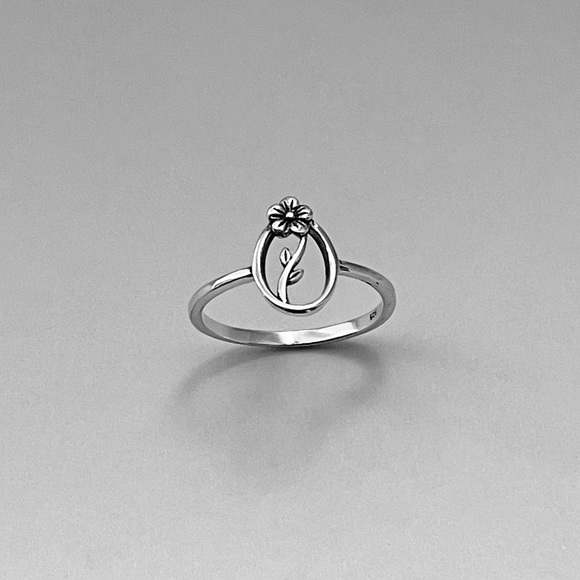 Jewelry - Sterling Silver Single Flower Ring, Dainty Ring, Silver Ring, Boho Ring